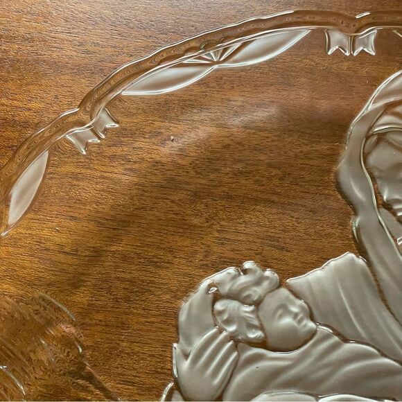 NIB MIKASA Madonna And Child Glass Frosted Serving Platter 15” Religious Holiday - Picture 4 of 15